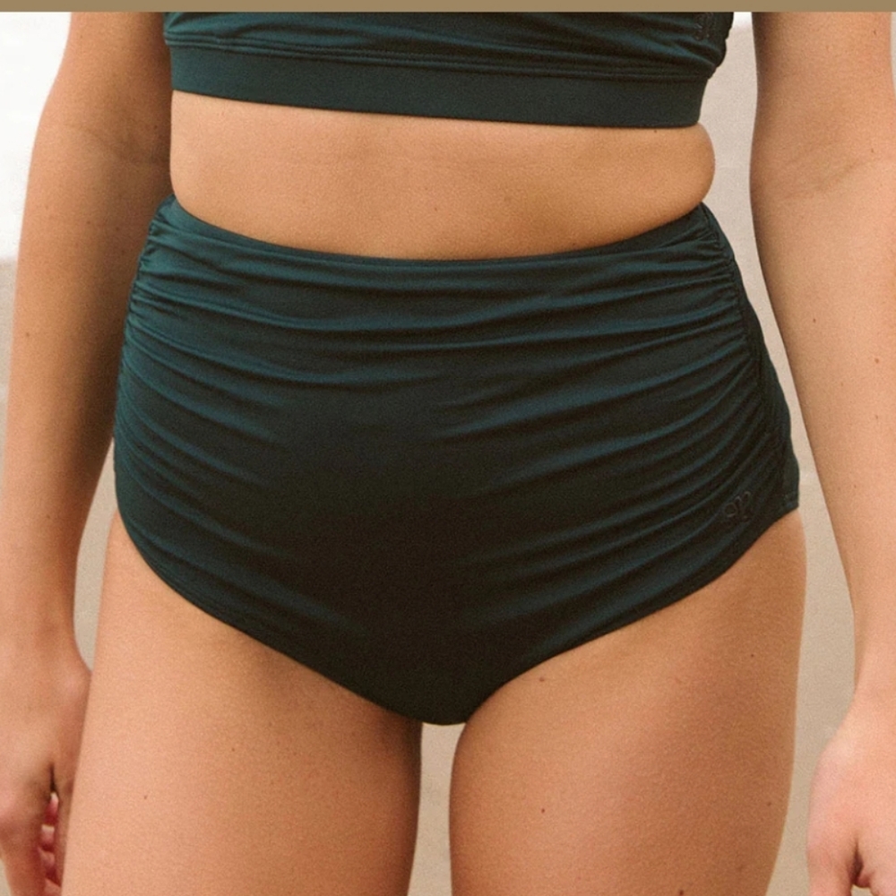 Steel Blue Ruched High-Waisted Bottoms - Picture 2 of 8